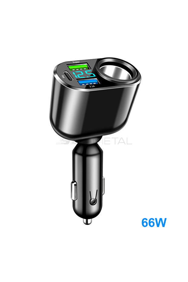 66W PD30W SEAMETAL Car Cigarette Lighter Adapter 66W USB Fast Charge Phone Charger 12V-24V Universal