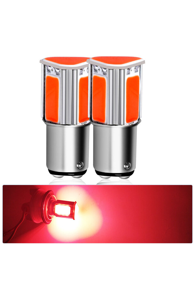 2PCS BAY15D Red 2PCS COB LED Brake Reverse Stop Fog Light Bulbs 1156 BA15S P21W S25 G18 1157 P21/7W