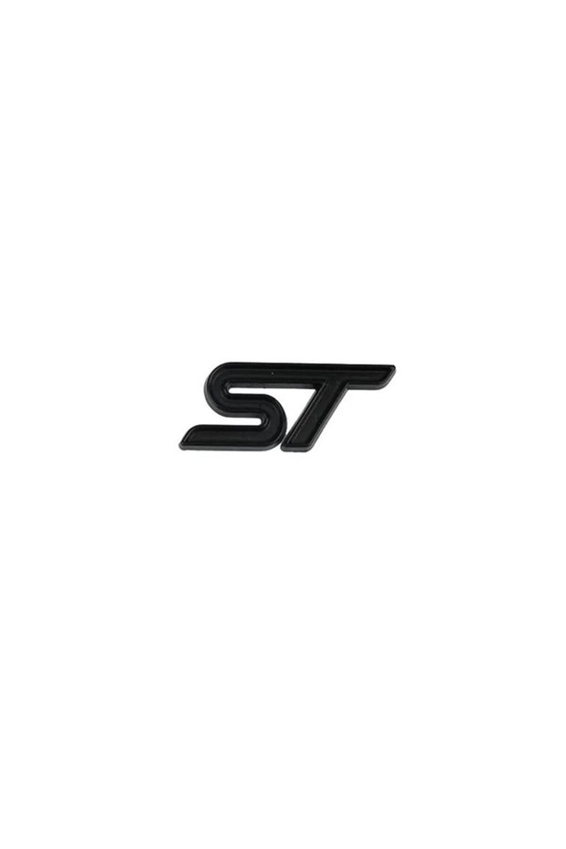 Full Black 3d Metal Letter ST Badge Car Steering Wheel Sticker Decals For STLINE Fiesta Ecosport Mon
