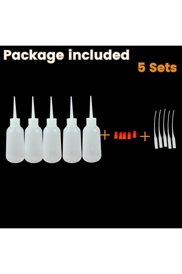 Plastic 100ml 5Sets Dispensers Applicator Kit Empty Plastic Squeeze Bottles Dropping Tube Nozzle and