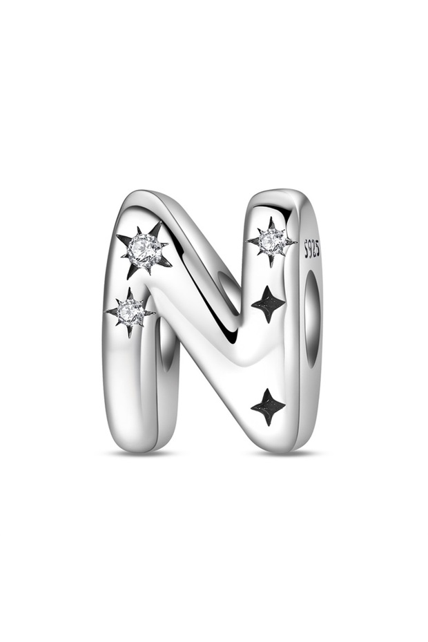 PAC1957-N Original 925 Sterling Silver A-Z CZ Zircon Letter Charms Beads Fit Original Bangle Bracele
