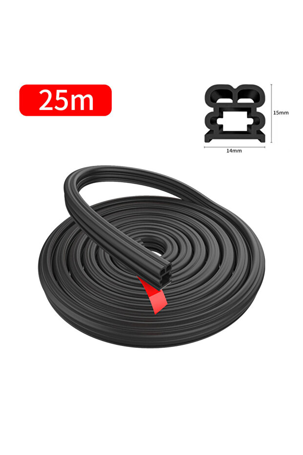 Extra 25m SEAMETAL 5/25m Universal Car Door Seal Strips Auto Double Layer Sealing Stickers Sound In