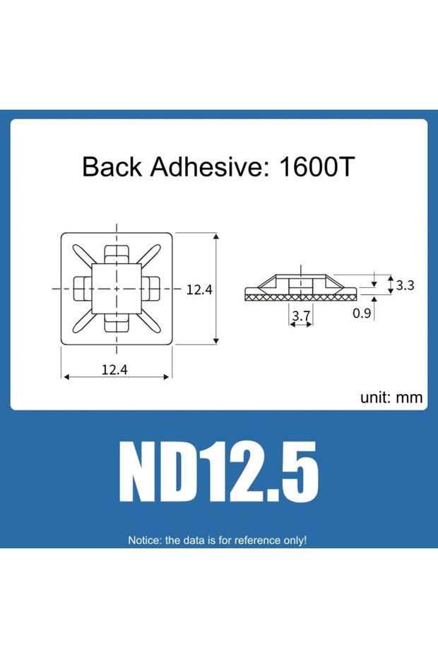 ND12.5 أبيض 100 قطعة 100 قطعة حامل ربط كابلات نايلون ذاتي اللصق، ربطة سحاب، مقعد تثبيت، كابل بلاستيكي PA66