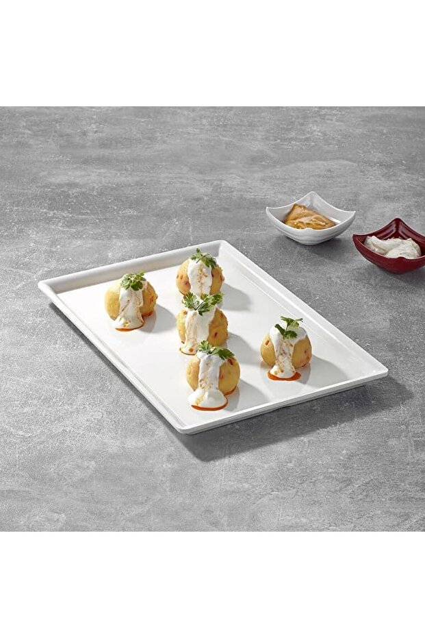 طبق تقديم مستطيل من مايا أبيض 60x13,5 سم - 2