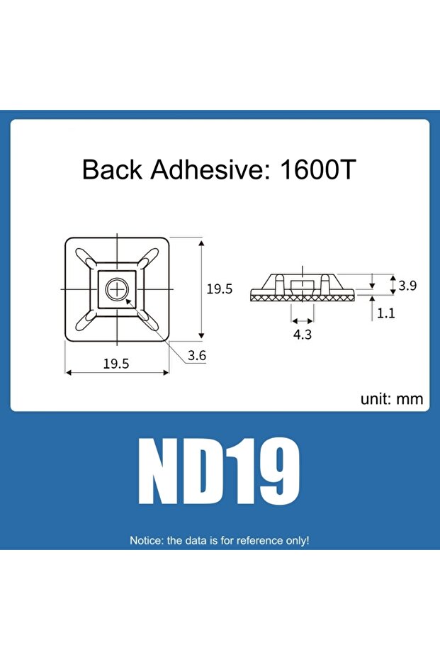 ND19 أسود 100 قطعة حامل كابلات نايلون ذاتي اللصق، مشبك تثبيت بلاستيكي PA66