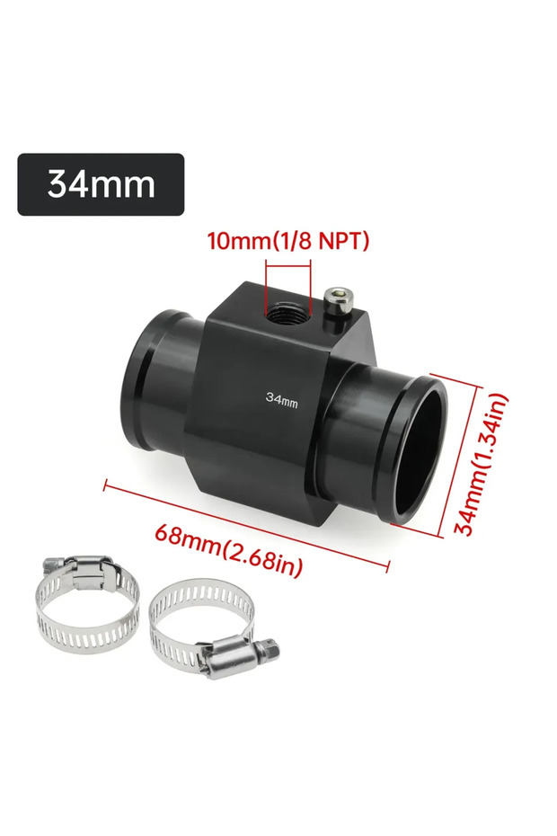 34MM Adapter Black Water Temperature Sensor Adapter 26mm 28mm 30mm 32mm 34mm 36mm 38mm 40mm Pipe Gau