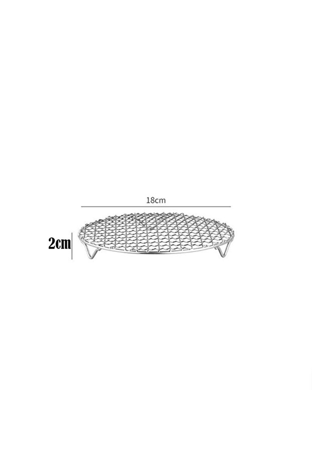 18cm Portable Round Air Fryer Rack Stainless Steel Stackable Grid Grill with Foot Cooling Rack Home