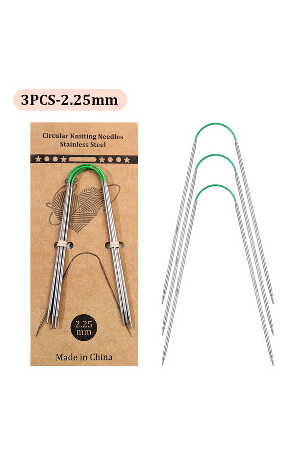 KN058-C2 23cm Short Circular Needles Stainless Steel Hollow Hand Knitting Tools for DIY Wool Craft