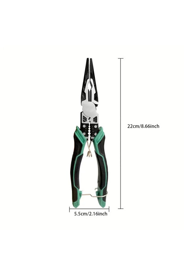 pointed pliers 9-Inch Heavy Duty 9-in-1 Alloy Steel Wire Cutter Needle Nose Plier for Electrician, I