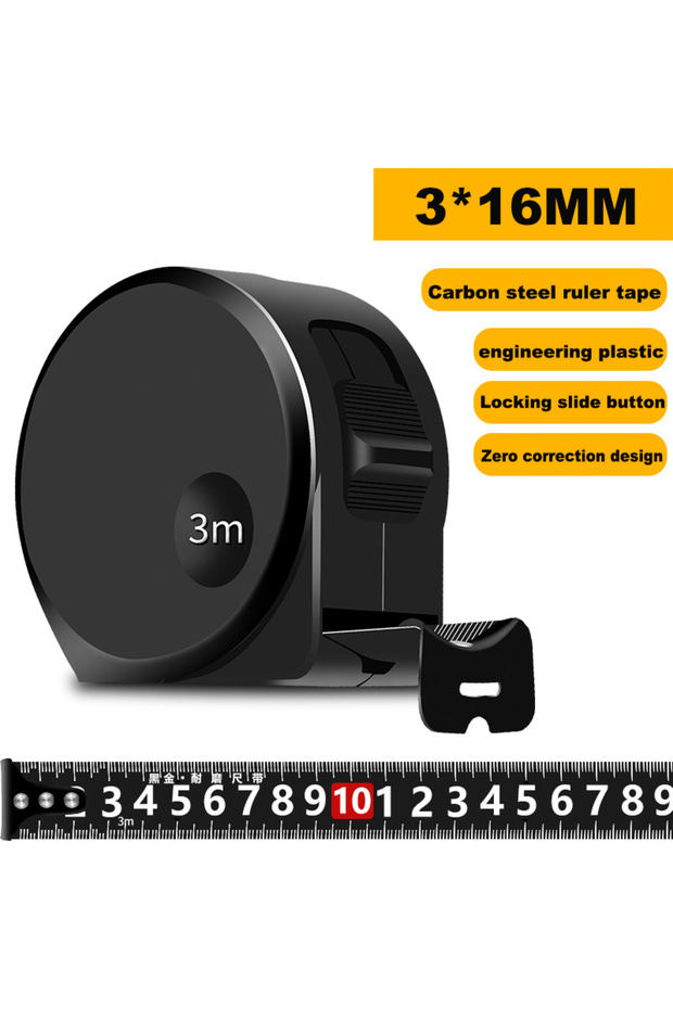 3M 19mm 1Pcs 3/5/7/10M Black Steel Material Measuring Tape Measure Multifunctional Household Woodwor