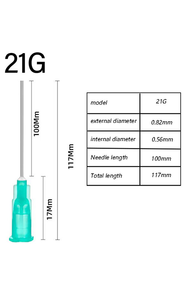 21G 10pcs Extra Long Total Length 117mm Needle Length 100mm Tip Flat Head Paste Syringe Adhesive Gl