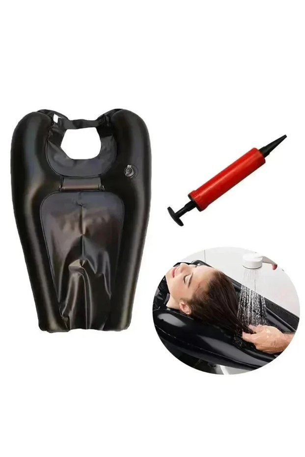 Black set 1Set Inflatable Shampoo Basin PVC Foldable Portable Shampoo Pad Spa Tub Deflate Hair Wash