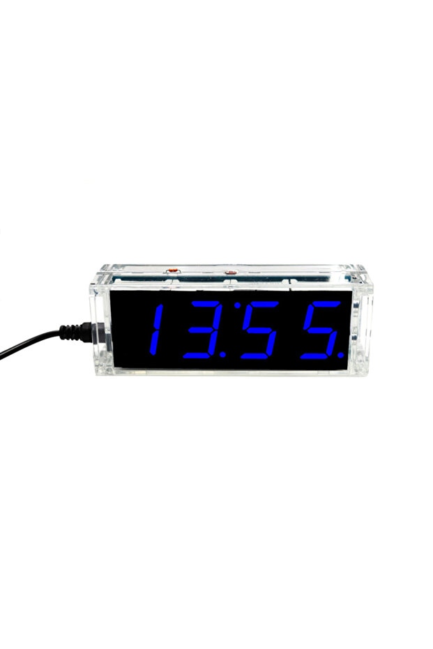 Blue Multifunction DIY Electronic Clock Kit LED Digital Clock Production Kit 51 Microcontroller Time - 1