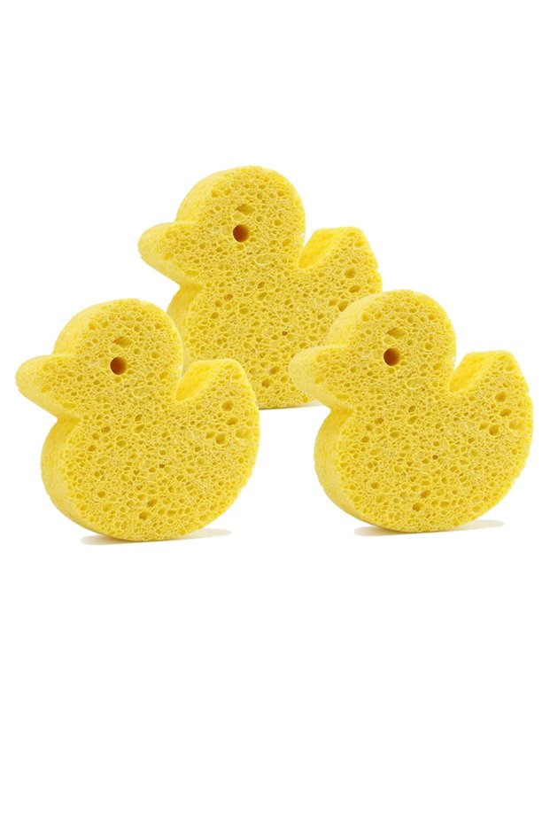 3 PCS duck Children's Bath Sponge Sponges Body Wash Bathing Cute Frosted Wood Pulp Baby Shower Wood