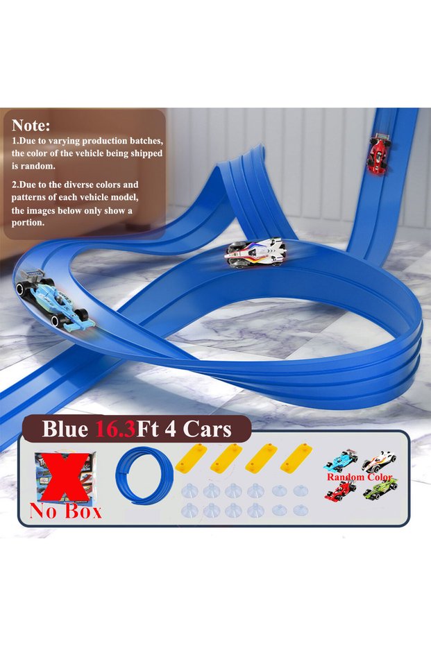 16.3ft blue no box Flexible Race Track Children Toys DIY Double-track Racing Car Ramp Compatible 1/6