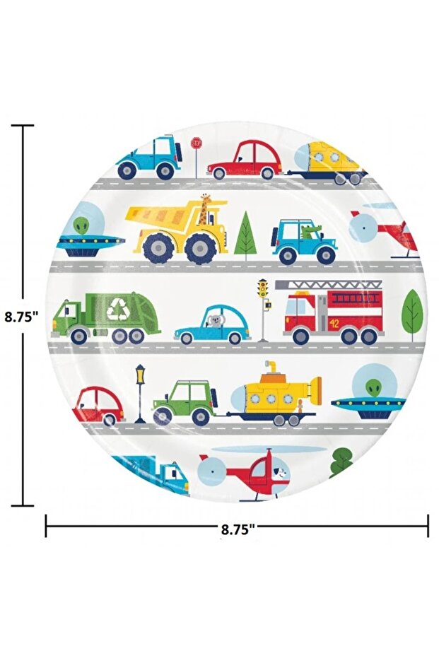 Transportation Time Dinner Plates 8.75" 8ct - 2