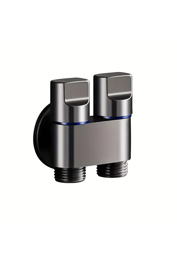 Gun Ash Stainless Steel Dual-Control Angle Valve, Anti-Backflow, Threaded for Bathroom and Washing M