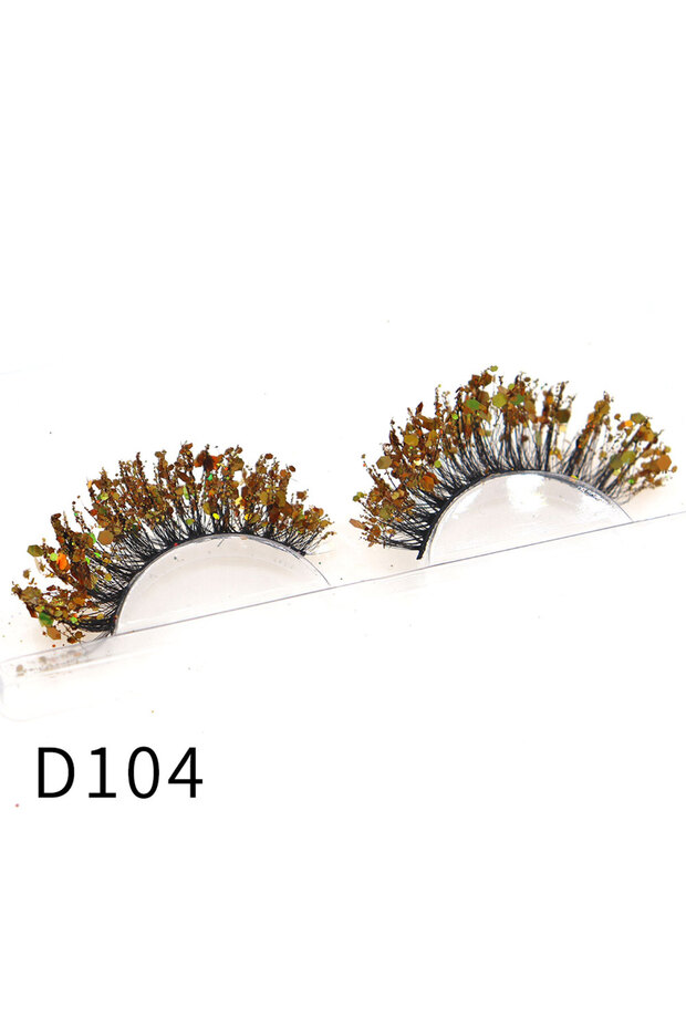 D104 1 Pair Halloween Style Dreamy Sequins Glitter False Eyelashes Whole Strip Fluffy DIY Lashes Cos