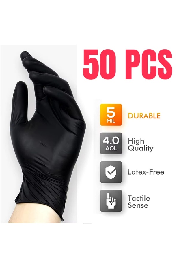 M 50 pcs Disposable Glove Packaging Black Nitrile Gloves Household Kitchen Cooking Tools Car Wash Ho