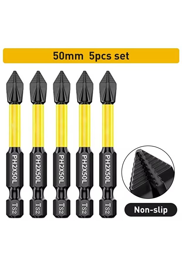Deli 5PCS 50mm Anti-Slip and Shock-Proof Bits Screwdriver Bits High Hardness Strong Magnetic 25/50/6