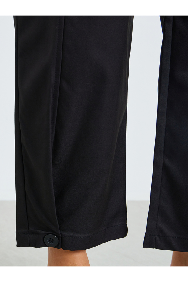 Black Solid Lantern Pants with Pockets - 4