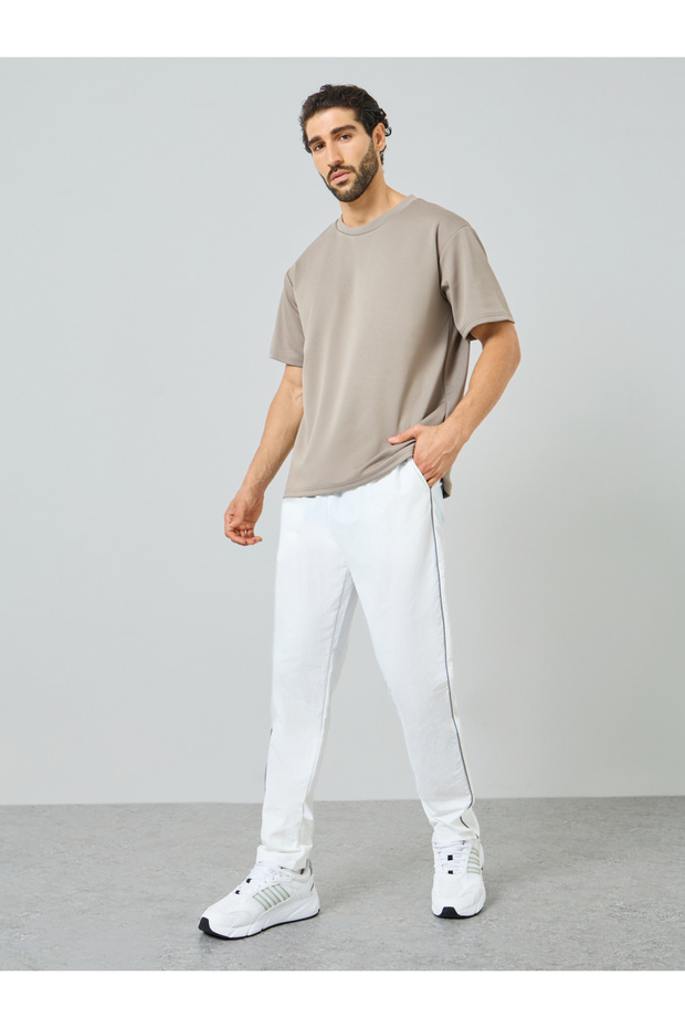 بنطال رياضي رجالي أبيض سادة للتدريب - 2