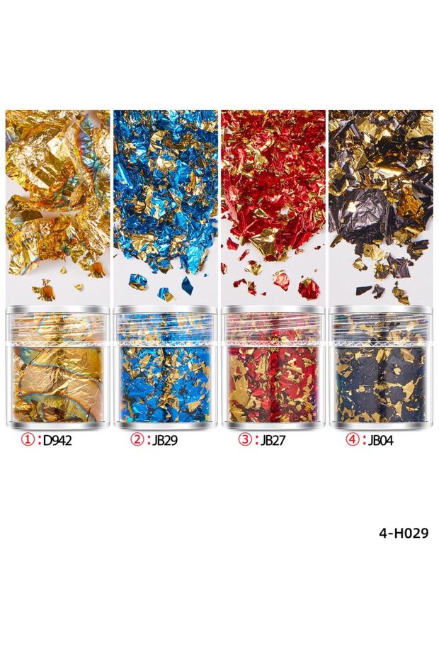 03 4Bottles/Set Gold Foil Leaf Flake Craft For Epoxy Resin Mold Jewelry Making Decoration Gold Foil