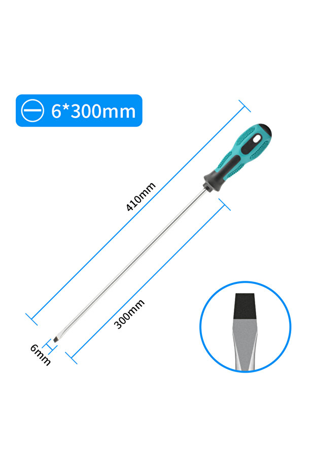 1pcs Slotted Extended 410mm Screwdriver Long Slotted Phillips Screwdriver Rubber Handle Multipurpose