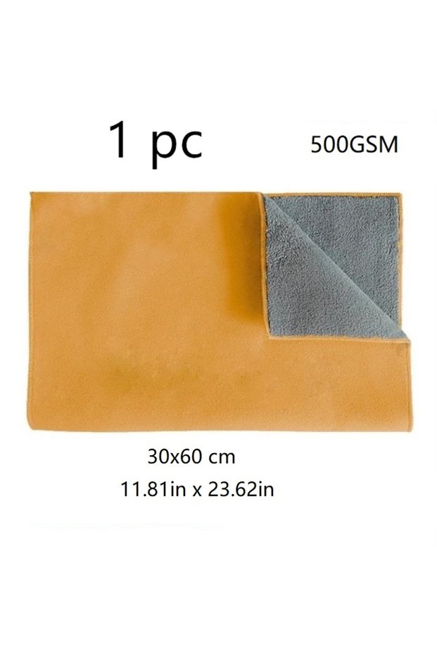 30x60cm orange 500GSM Car Cleaning Towel Double-Sided Coral Velvet Suede Car Wash Towel Drying Cloth