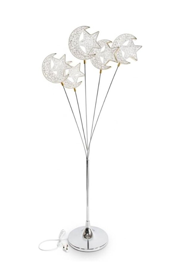 Silver LED Metal Tree Shaped Floor Lamp with Moon for Wedding Photography event Home Decoration