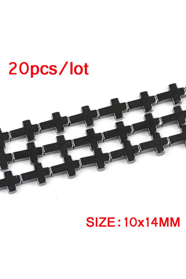 10x14mm 20pcs JHNBY Jesus Cross Black Hematite Beads Natural Stone 4/6/8/10MM Loose Beads For Jewelr