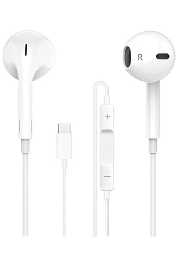 سماعات أذن سلكية من نوع USB-C بأسلاك بميكروفون وتحكم في مستوى الصوت