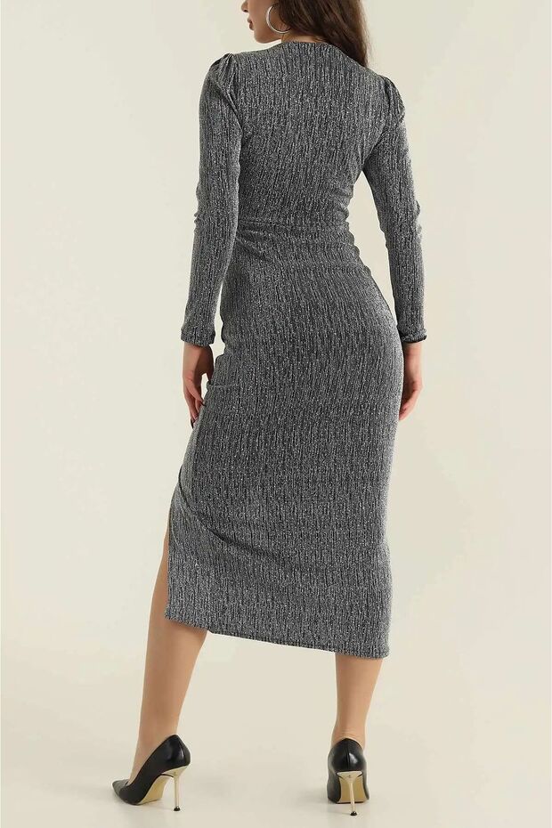 SİMLİ DRAPELİ ŞIK ELBİSE - 2