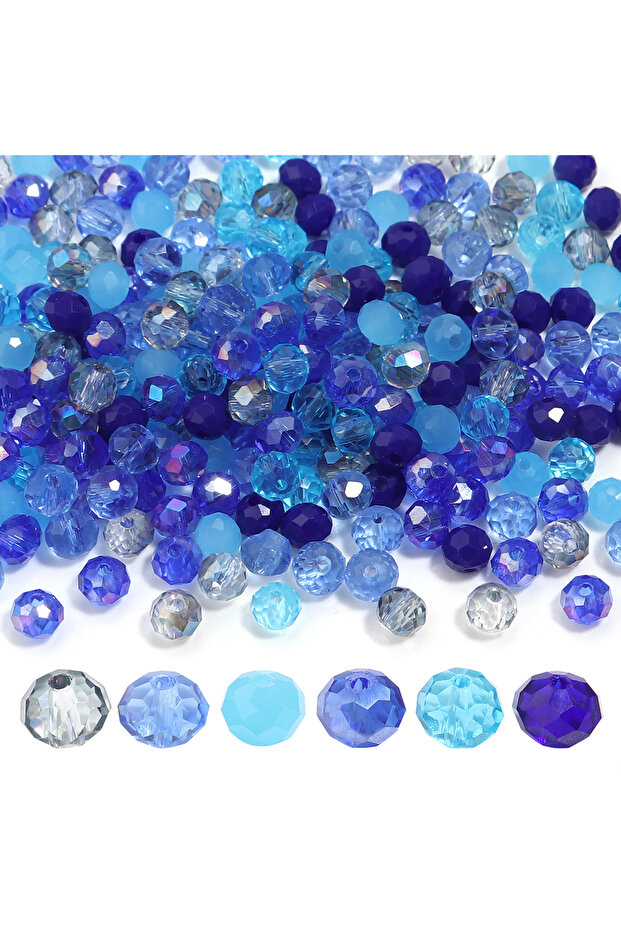 Blue 4mm 200pcs Blue Multicolor Rondelle Austria faceted Crystal Glass Beads Loose Spacer Round Bead