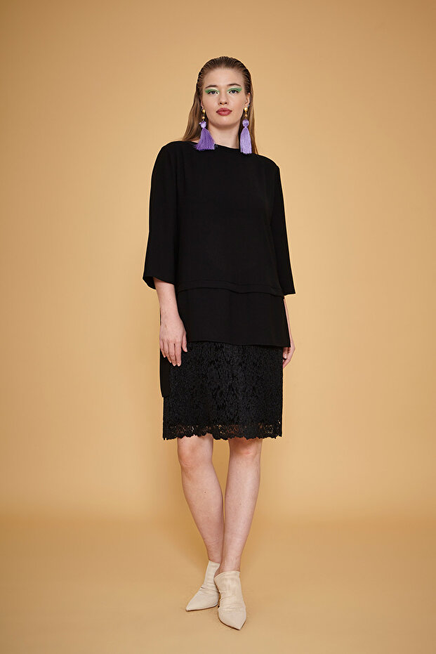 Dantel Detaylı Elbise - 1