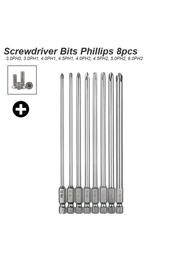 Driver Bit Phillips Screwdriver Bit Torx Slotted Phillips Square Socket Tip Magnetic Head 1/4 Shank