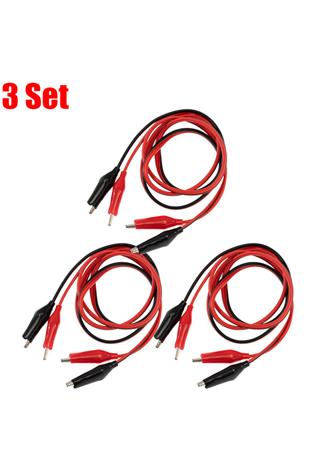 3 Sets 1-20Set Red Black Alligator Clips DIY Test Leads Double-ended Crocodile Test Clips for Multim