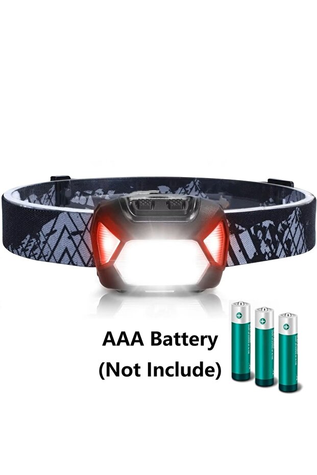 عبوة واحدة (بطارية AAA) مصباح رأس قابل لإعادة الشحن عبر منفذ USB بستة أوضاع إضاءة، مقاوم للماء بمعيار IPX4، مزود برأس LED