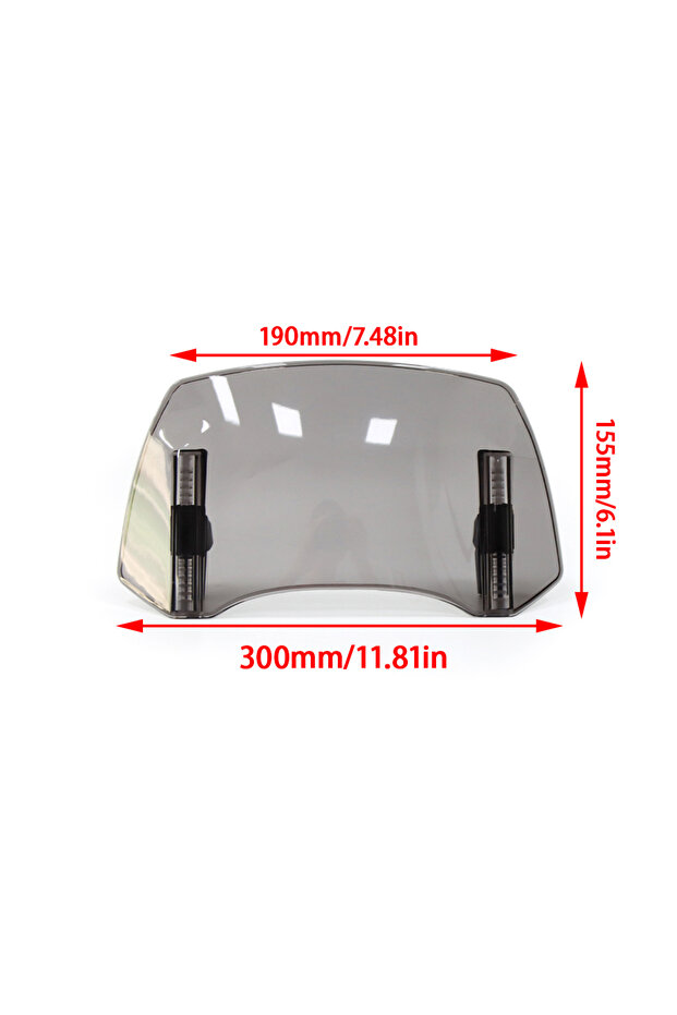 300cm Grey Universal Motorcycle Windshield Extension Adjustable Spoiler Clamp-On Windscreen Deflecto