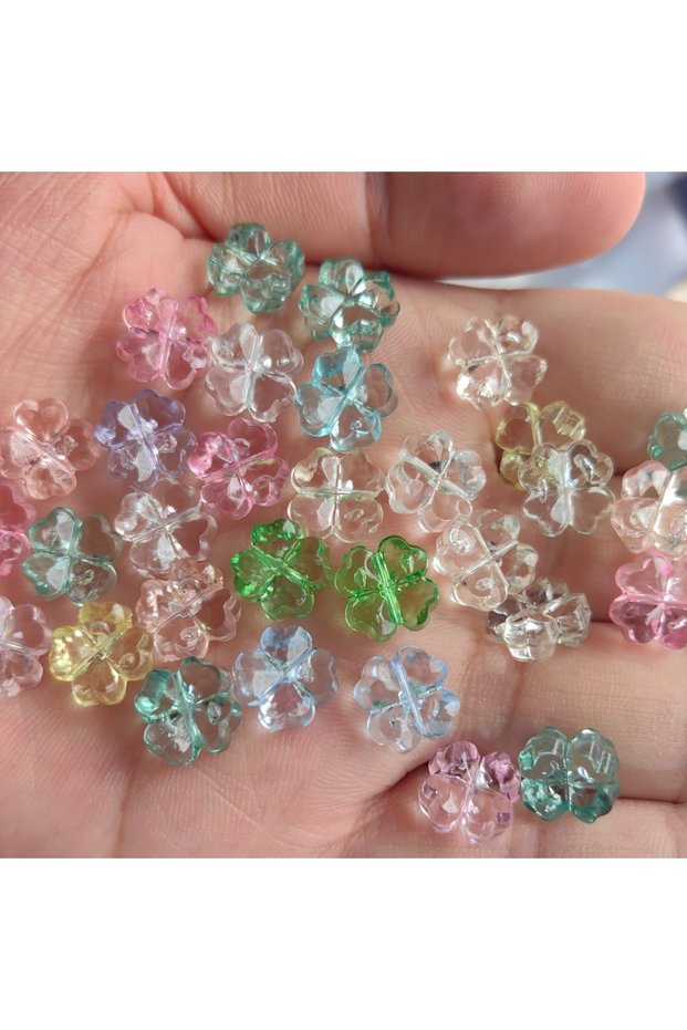 Mix 32Pcs， Clover, Transparent, Flowers, Flat, Jewelry Accessories, DIY, Pendant, Jewelry Making Sup