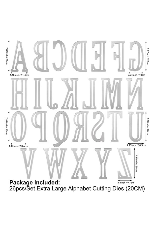 26 A-Z 20cm Large Big Capital Letters 26A-Z Alphabets Metal Cutting Dies Set For DIY Scrapbooking De