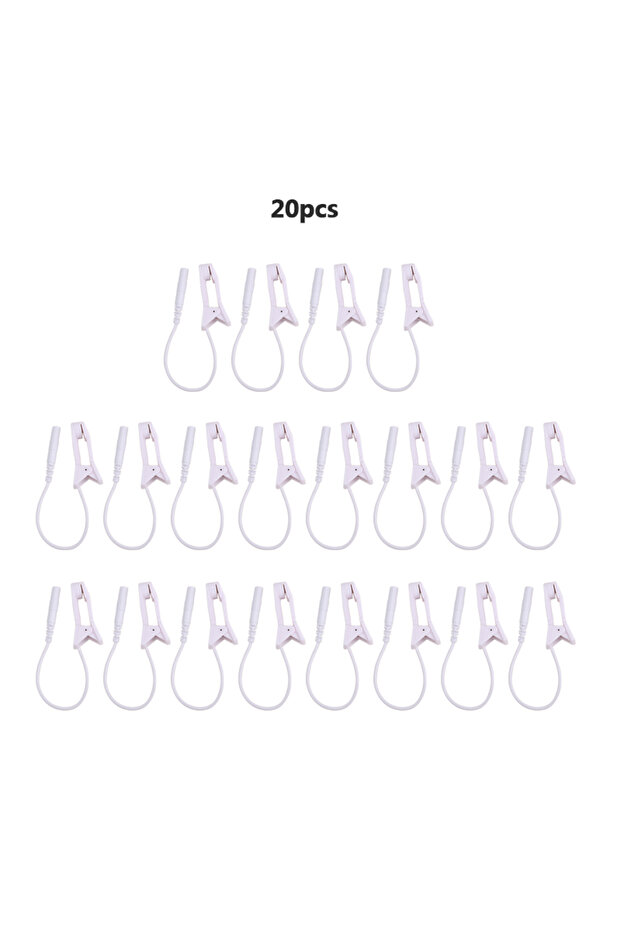 WBEJX075-B 20pcs Ear Clip Electrode Wire Digital TENS Massager Electrode Lead Connecting Cables with