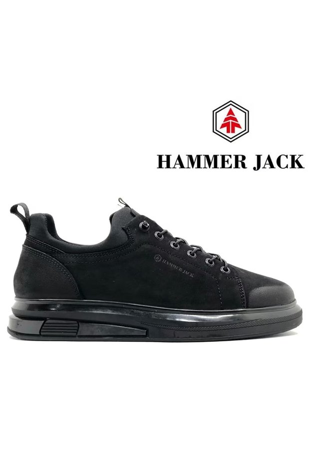 Men's Surrey Thick Sole Casual Shoes Suede Real Leather Hj 24815m Black