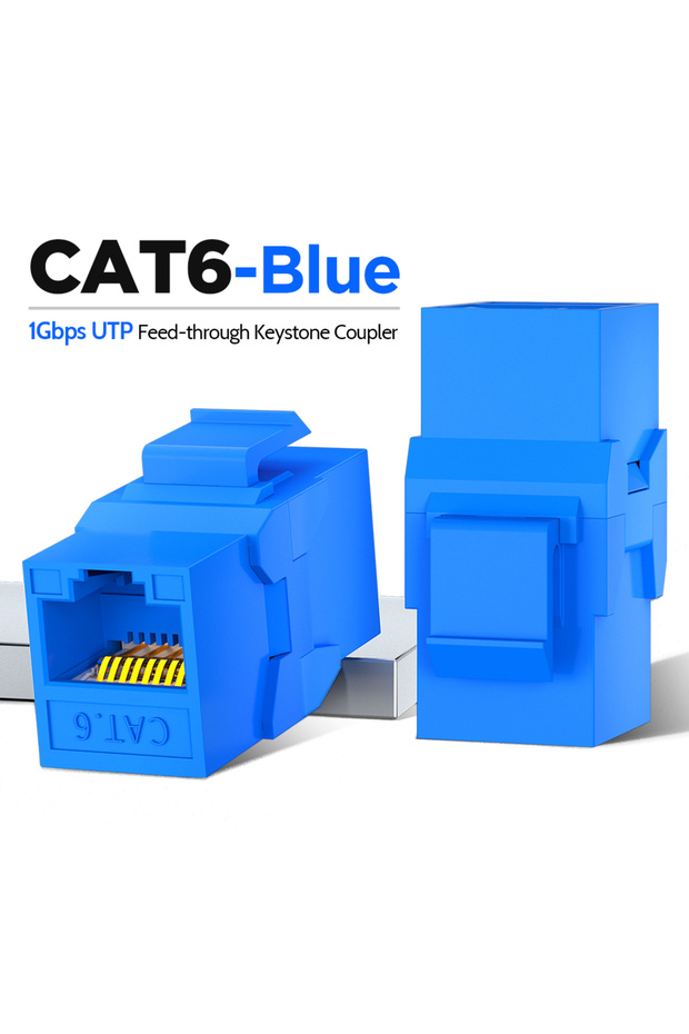 قطعة واحدة من موصل CAT6 أزرق CAT6A RJ45 المدمج، مفتاح كيستون، AMPCOM RJ45 Cat6 CAT5E مفاتيح تمرير مباشر