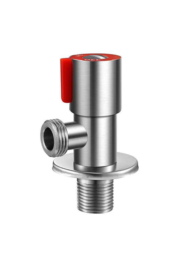 red 4 Points Faucet Inlet Valve G1/2 Brass Triangle Valve Heater Water Stop Valve Bathroom Toilet Wa