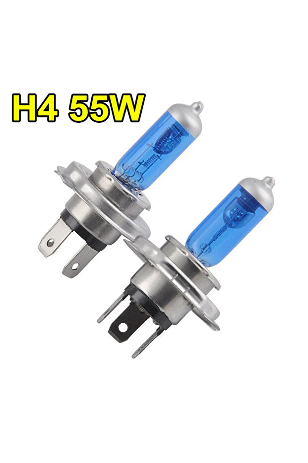 55W H4 2Pcs Car Auto Lamps Halogen Lamp Super Bright Halogen Car Headlight Super LED Bulbs White 12V