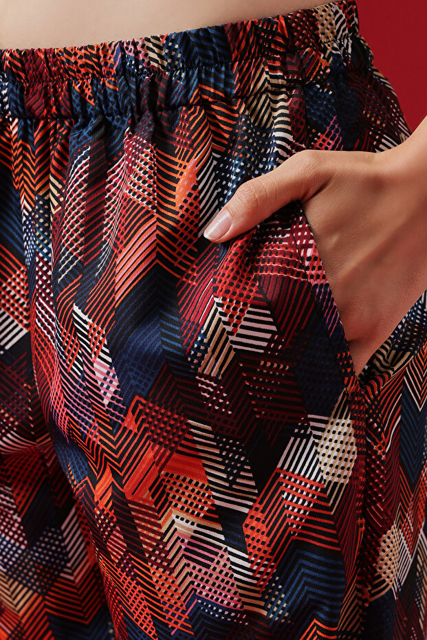 Button Down Night Suit in Multicolour - Crepe - 7