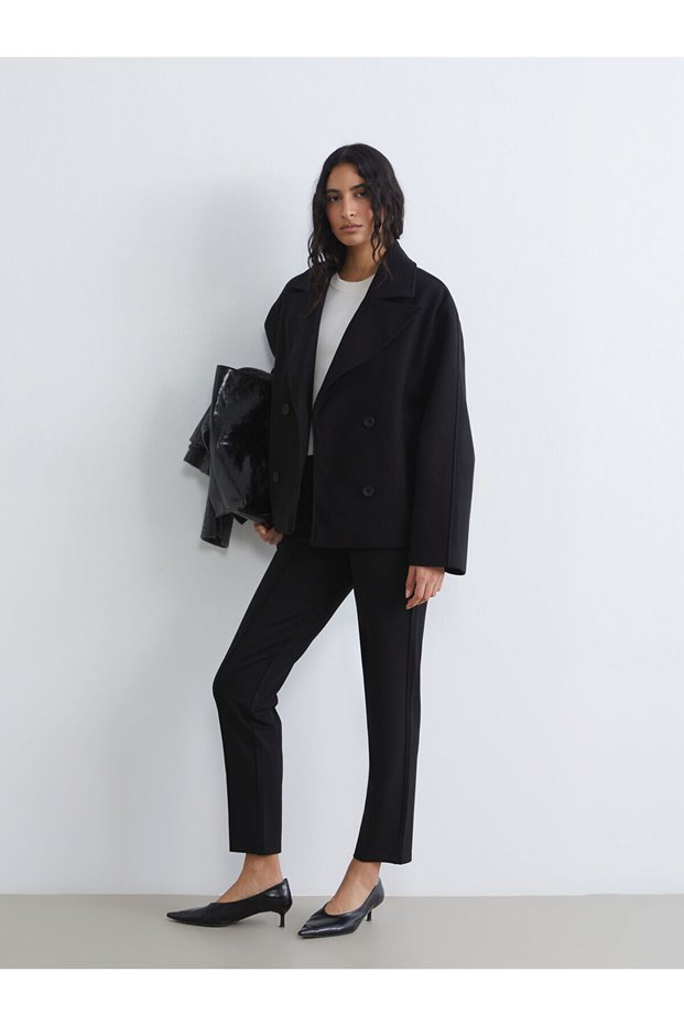 Black High Waist Slim Fit Women's Trousers