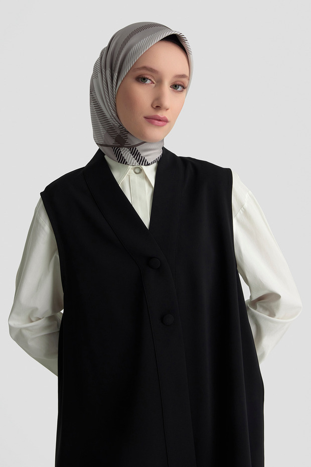 Düğmeli Oversize Yelek Siyah - 3