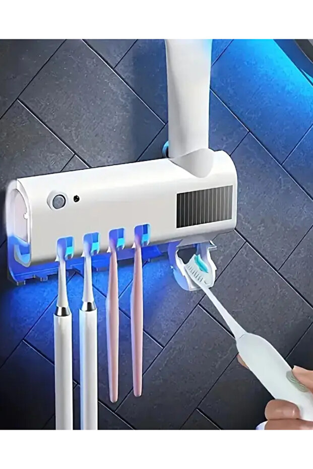 حامل فرشاة أسنان أوتوماتيكي لعصر معجون الأسنان بالأشعة فوق البنفسجية - 5
